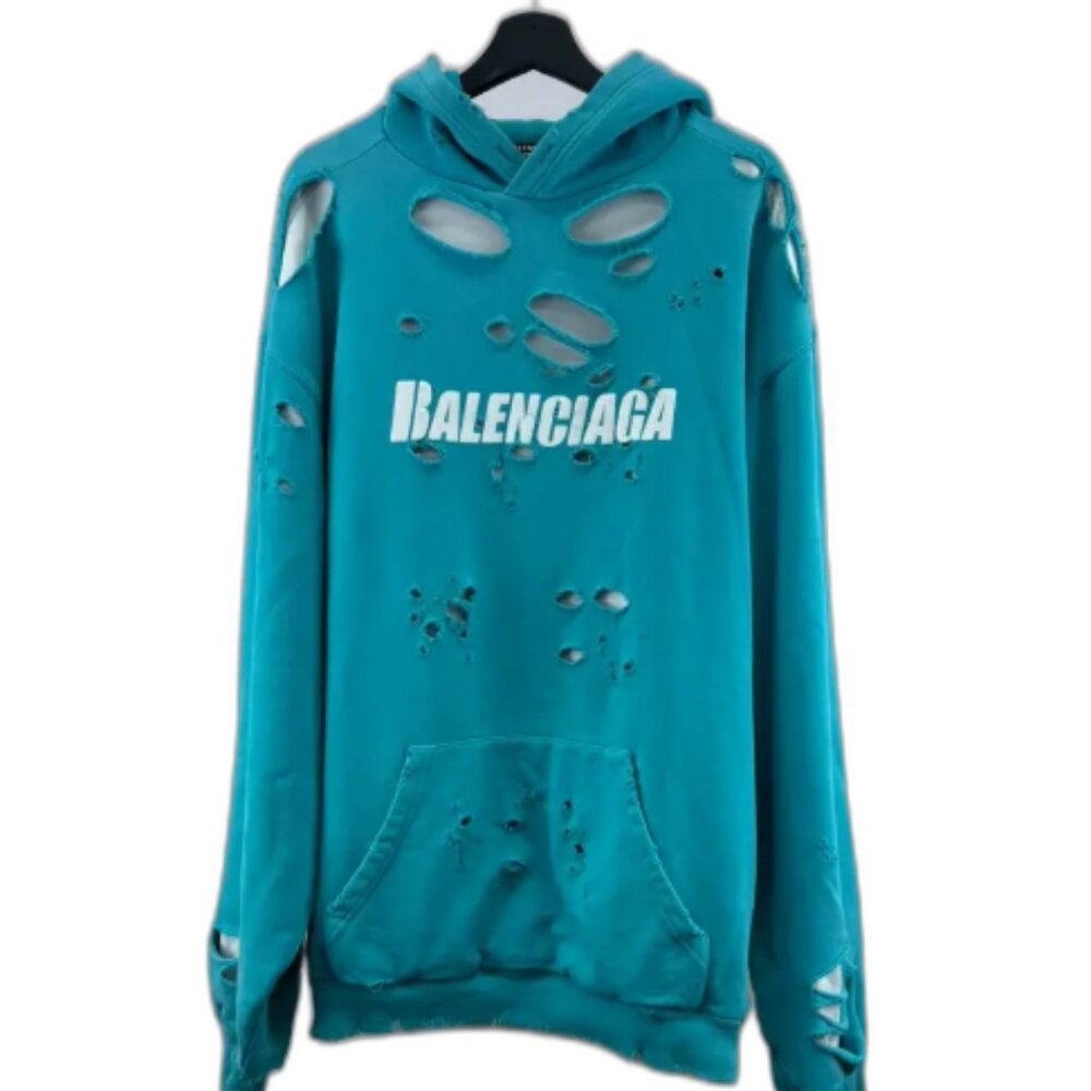 Balenciaga Balenciaga Green Big Destroyed Hole Hoodie
